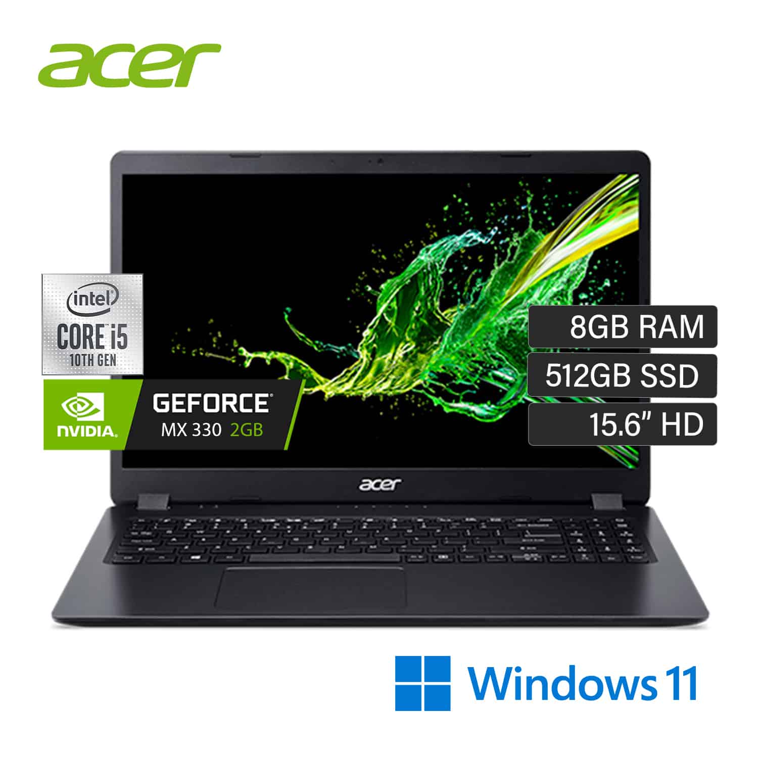 Notebook 15.6" HD Acer Aspire 3 A315 57G 5318 Intel Core i5 1035G1 Ram 8GB SSD 512GB Windows 11 Home