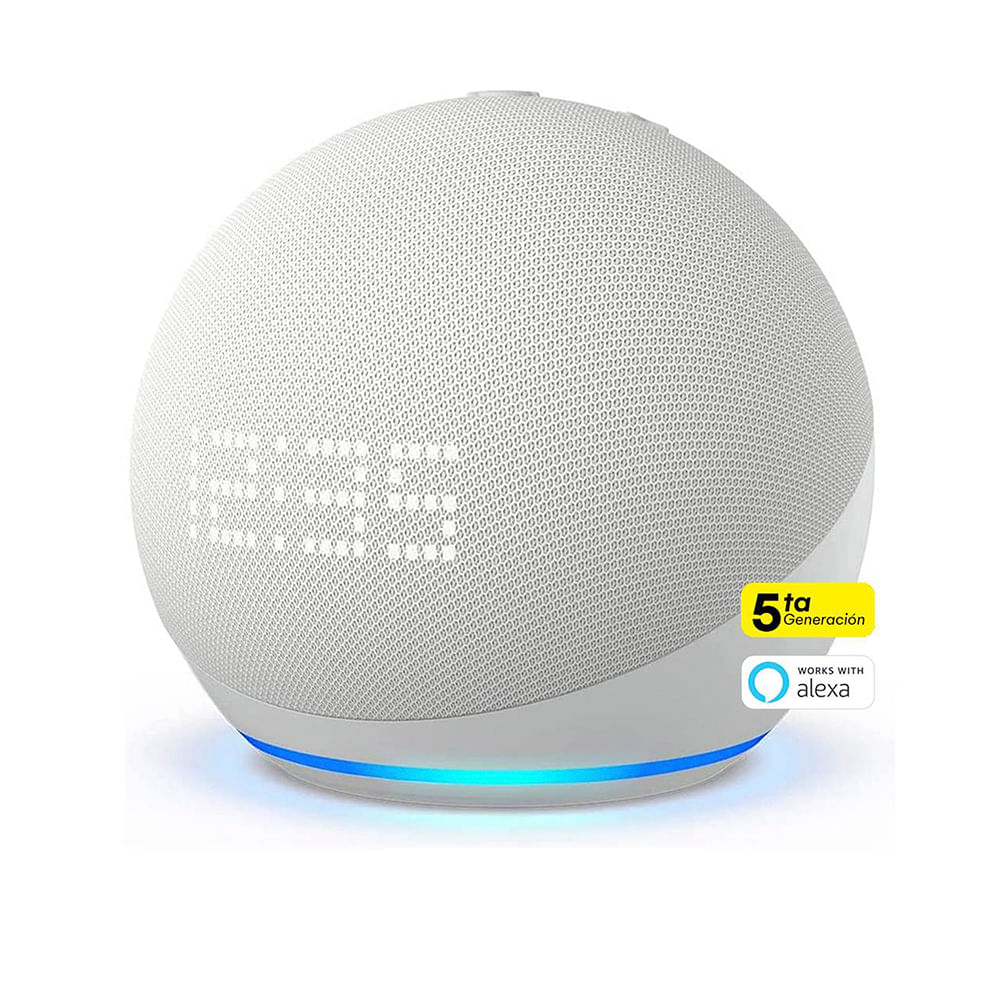 Parlante Inteligente Echo Dot 5ta Generación Con Reloj Amazon Color Blanco