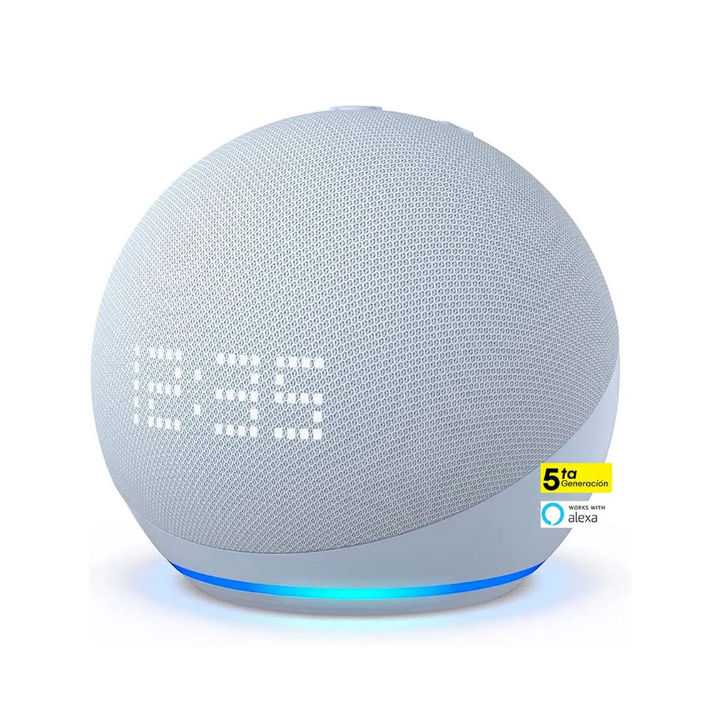 Parlante Inteligente Echo Dot 5ta Generación Con Reloj Amazon Color Azul Claro