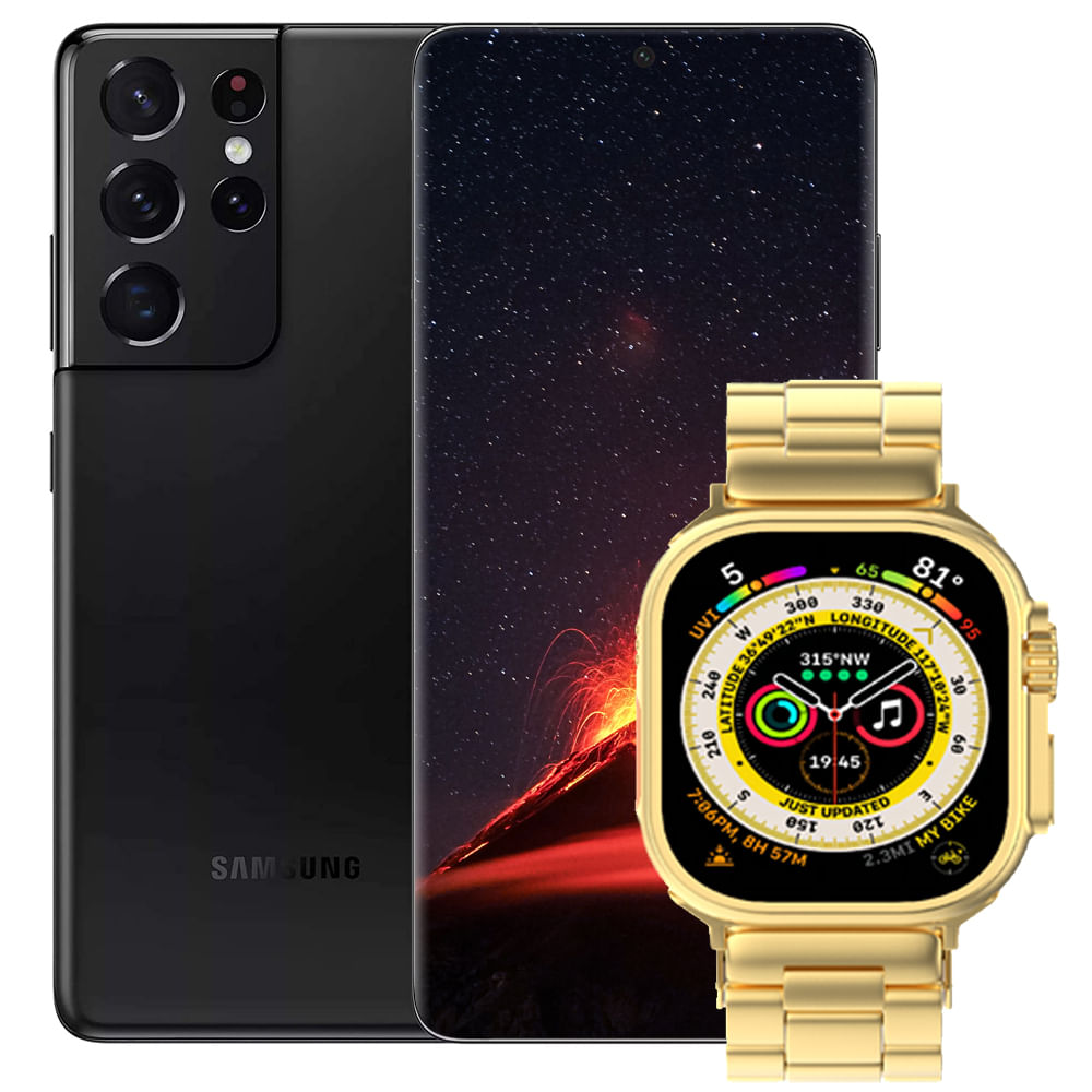 Celular Samsung Galaxy S21 Ultra 5G 128GB - Negro + Smartwatch (Gift)