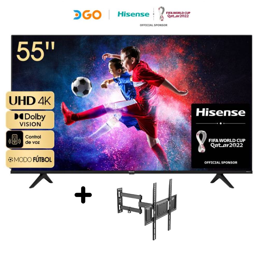 Televisor Hisense LED Smart TV Ultra HD 4K 55" 4K  55A6H Negro + Rack