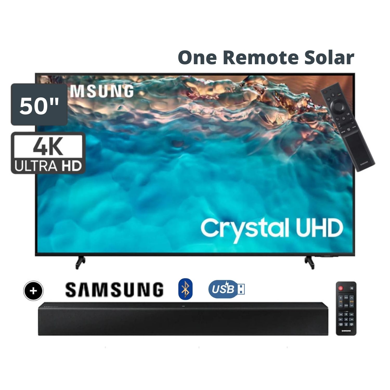 Televisor Samsung 50" LED Smart TV Crystal Ultra HD 4K UN50BU8000GXPE + Soundbar HW-T400