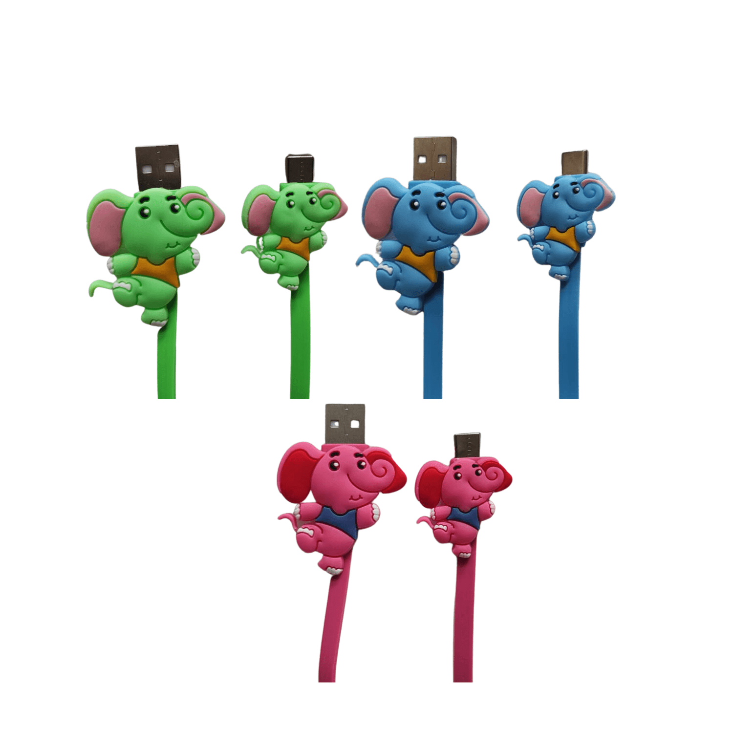 Tres Unidades de Cable Tipo C USB Celular Elefante