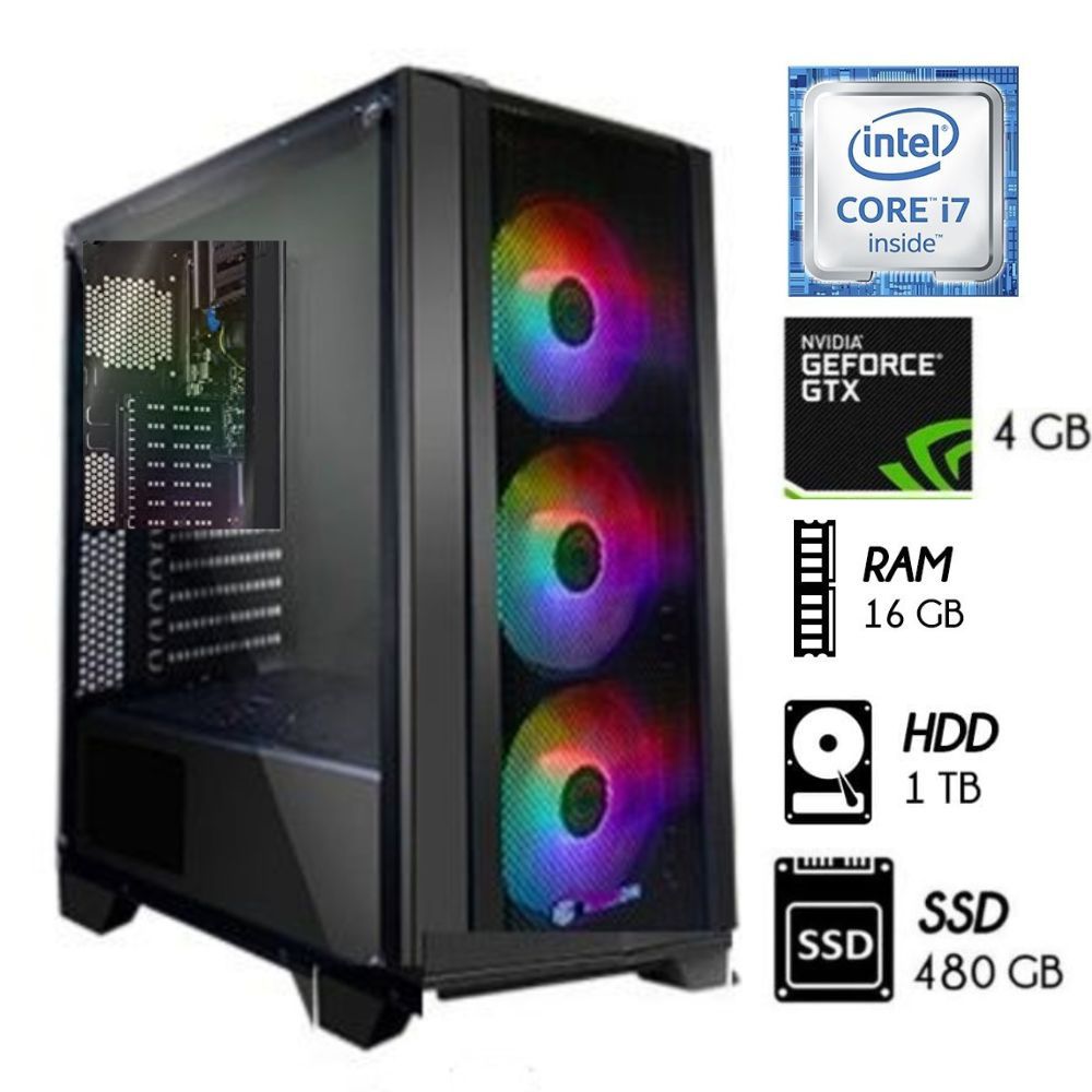 Computadora Pc Gamer Intel Core i7 3.2 Ghz Ram 16GB Disco 1TB+Disco SSD 480GB Video GTX 1650TI 4GB