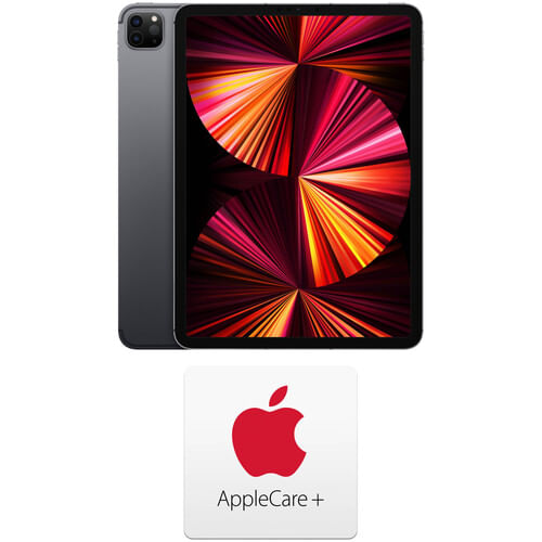 Kit de plan de protección Apple 11" iPad Pro y Applecare + Mediados de 2021 128 GB Wi-Fi + 5G LTE Space Grey