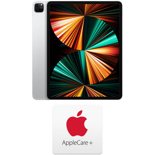 Kit de plan de protección Apple 12.9" iPad Pro y Applecare + Mediados de 2021 128 GB Wi-Fi + 5G LTE Silver
