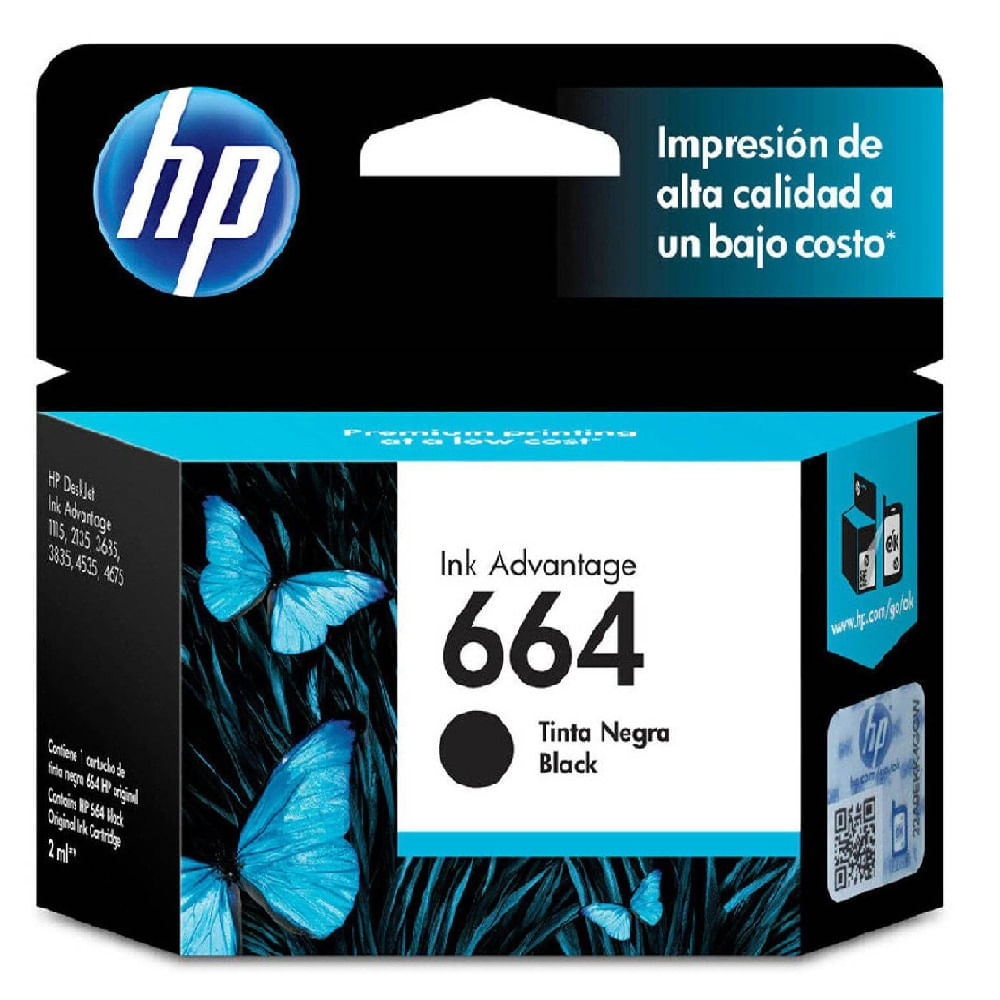 Cartucho de Tinta HP 664 color Negro F6V29AL