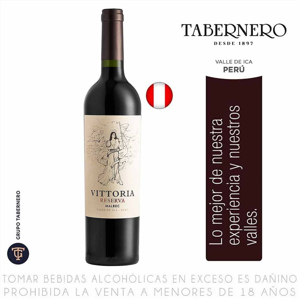 Vino Tinto TABERNERO VITTORIA Reserva Malbec Botella 750ml