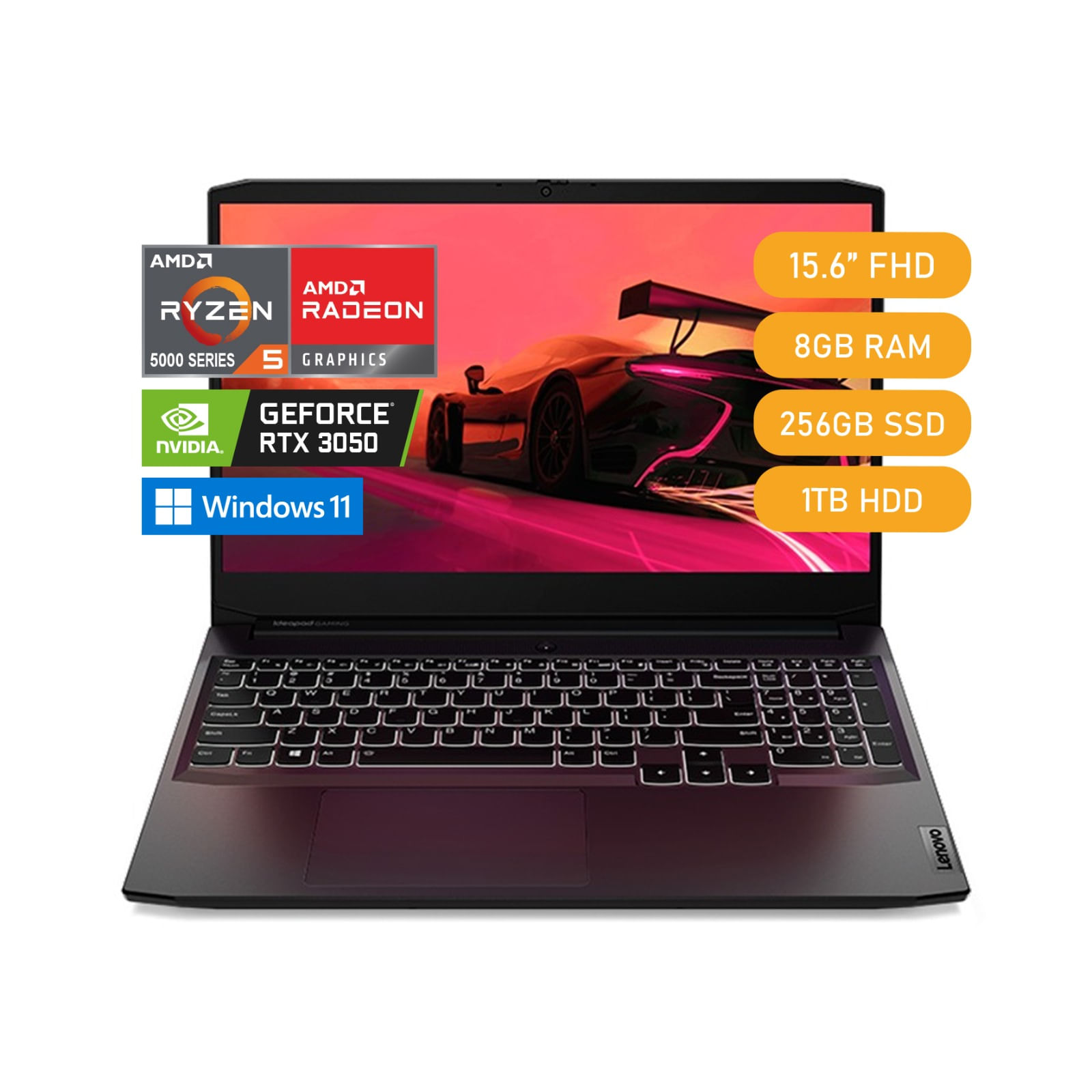 Laptop Lenovo Ideapad Gaming 3 15ach6 15.6" Fhd Ips AMD Ryzen 5 5600h 8gb 1tb+256gb Rtx 3050 4gb W11