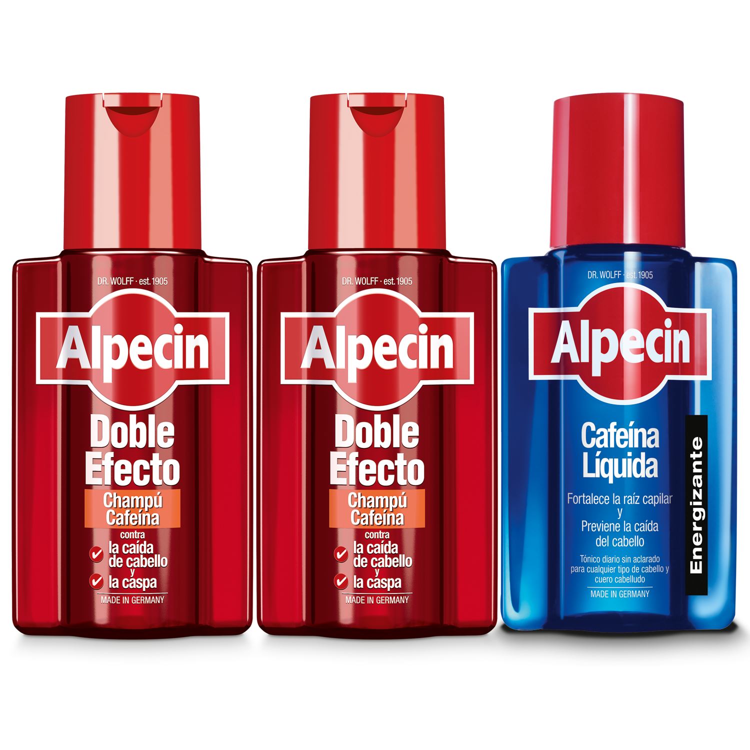 Pack 2 Shampoo Alpecin Double Effect mas Tratamiento Alpecin Liquid Caffeine
