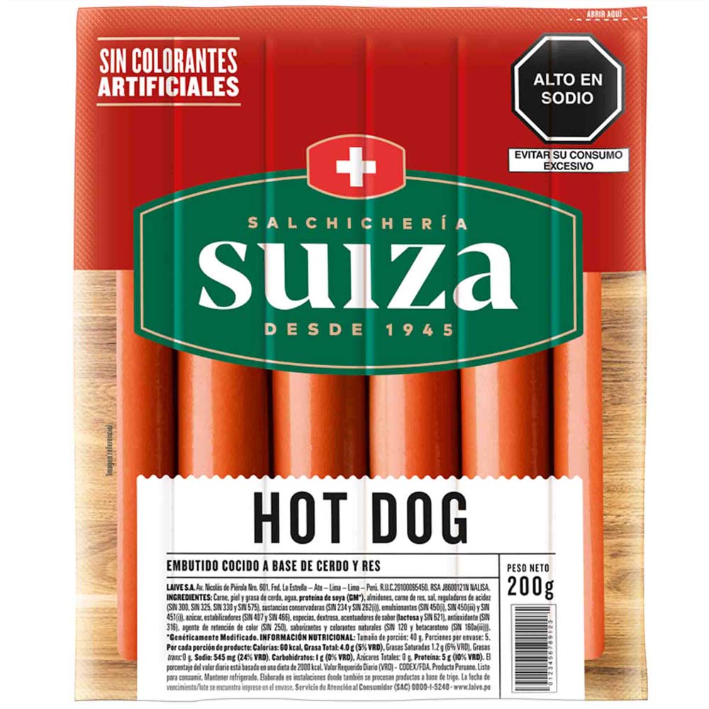 Hot Dog SUIZA Paquete 200g