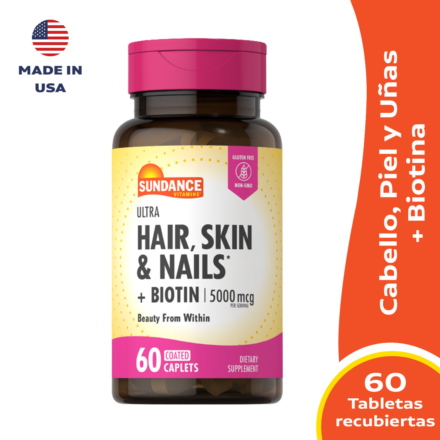 Hair Skin & Nails + Biotin 5000 MCG Sundance 60 Tabletas