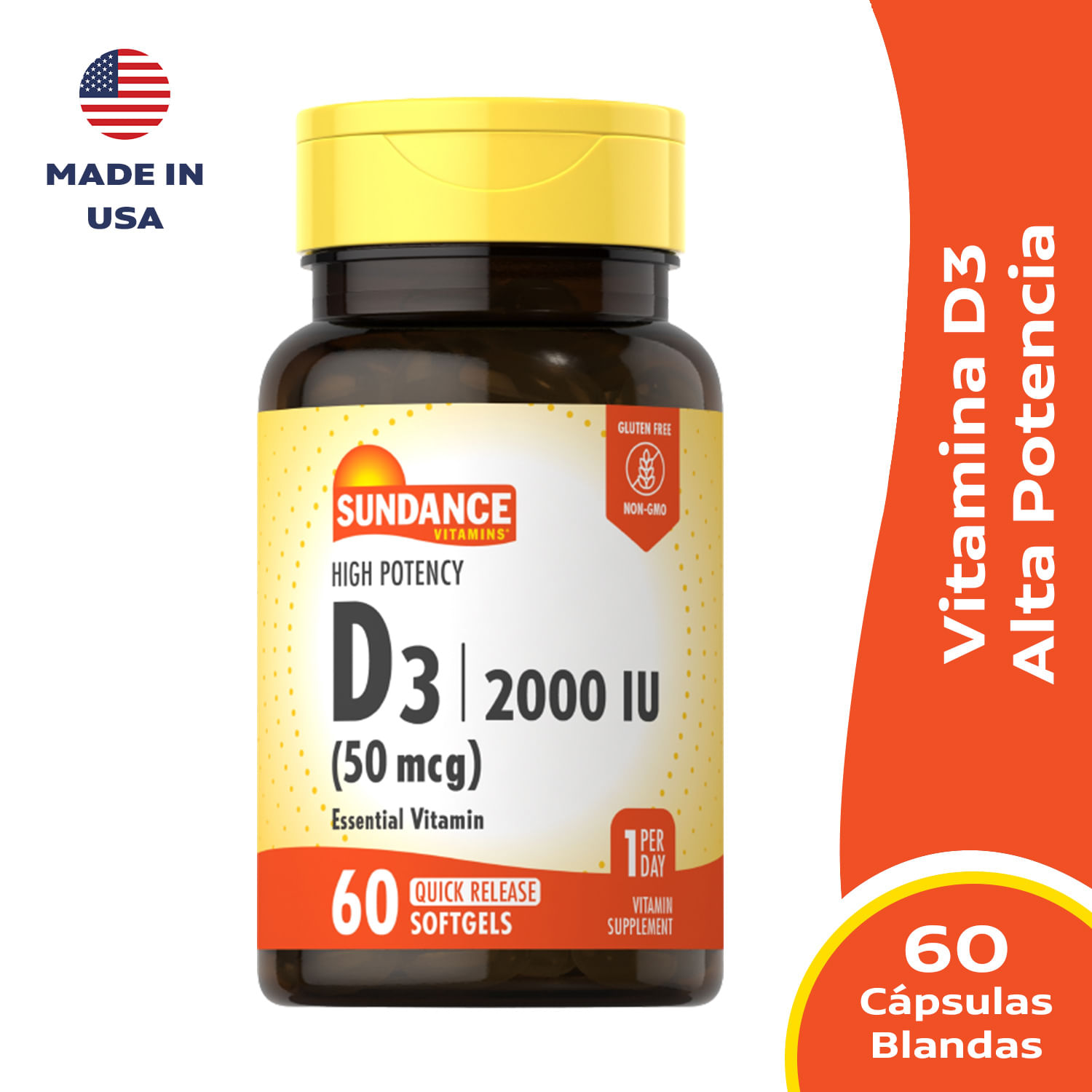 Vitamina D3 2000 UI Sundance 60 Cápsulas