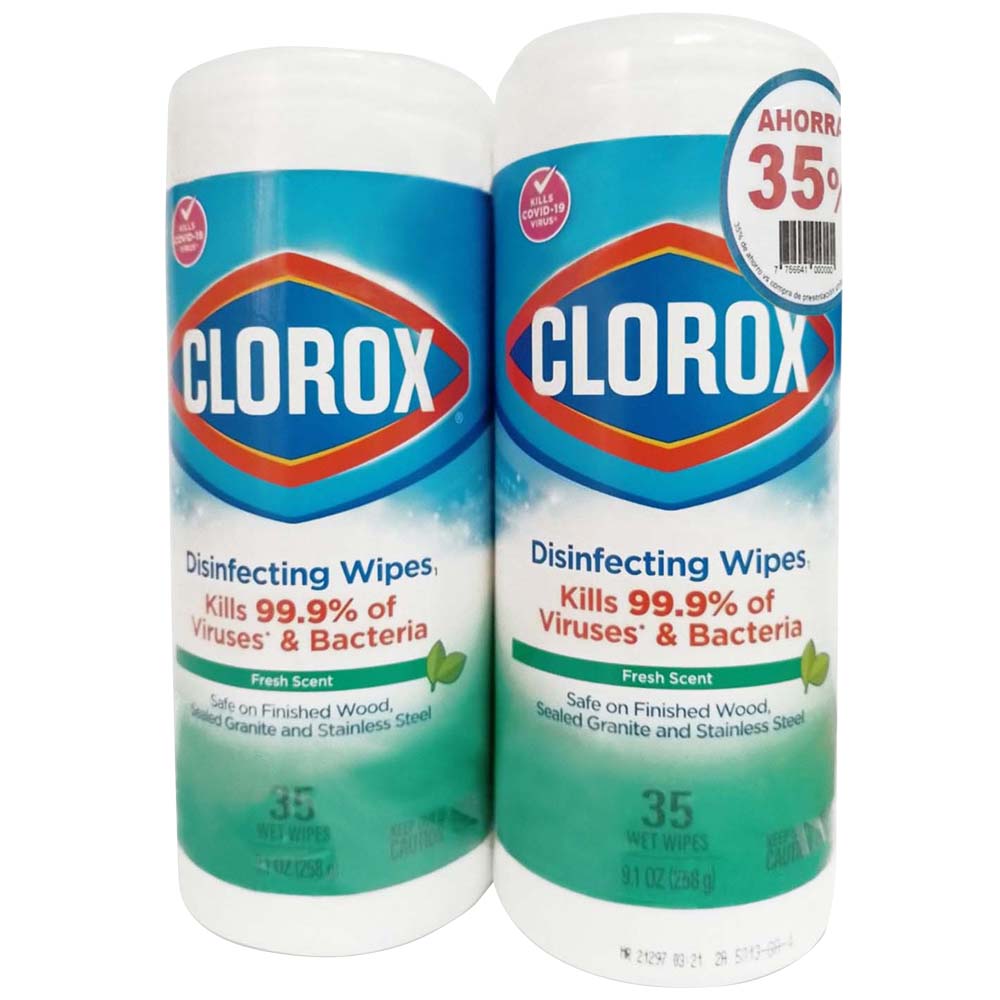 Toallitas Desinfectantes CLOROX 35un Paquete x 2un