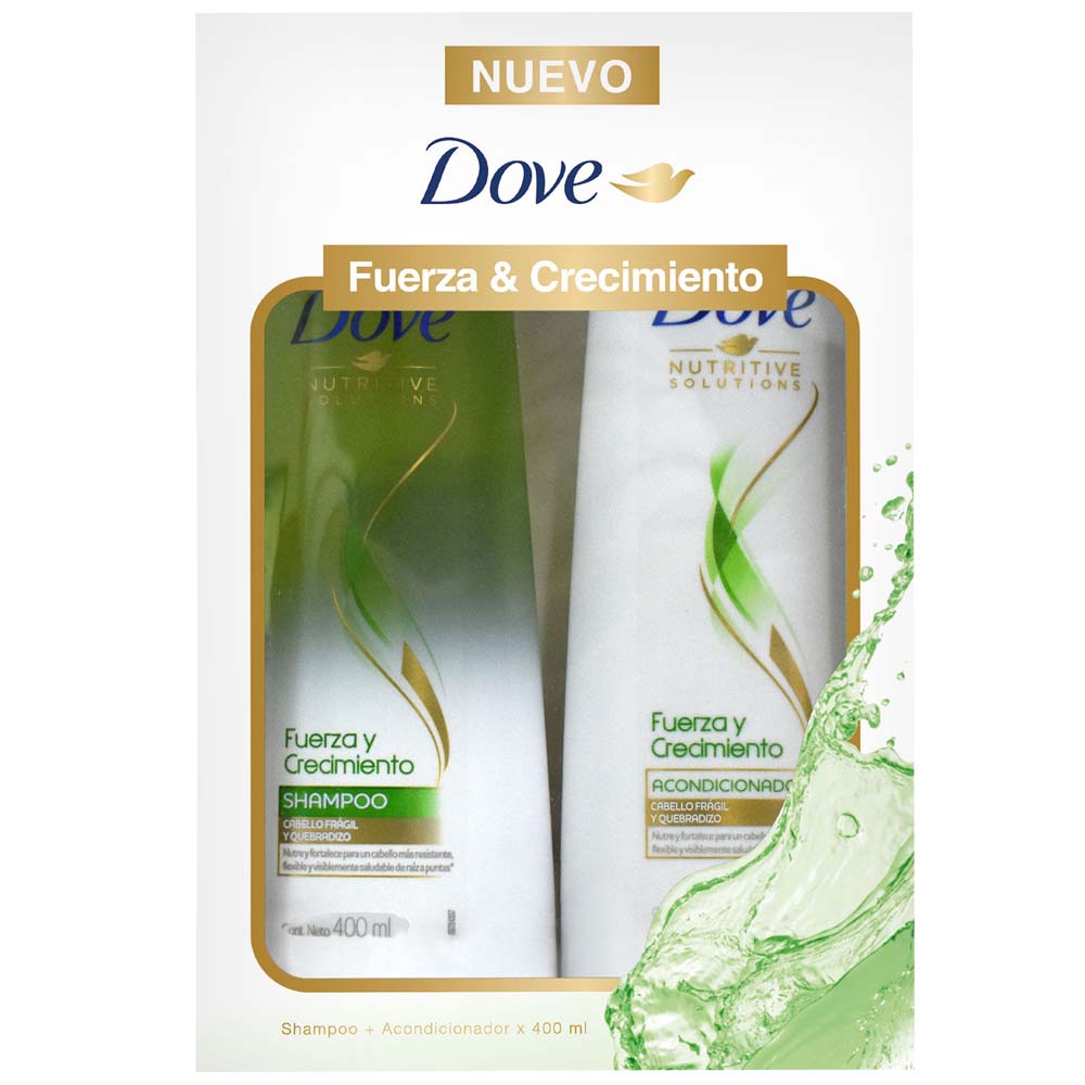 Pack DOVE Fuerza y Crecimiento Shampoo 400ml + Acondicionador 400ml Caja 2un