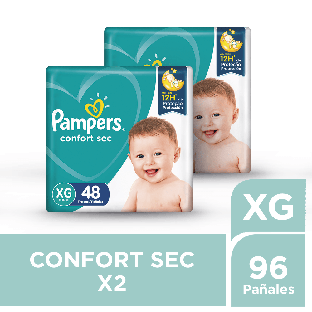 Pack Pañales para Bebé PAMPERS Confort Sec Talla XG 48un Paquete 2un