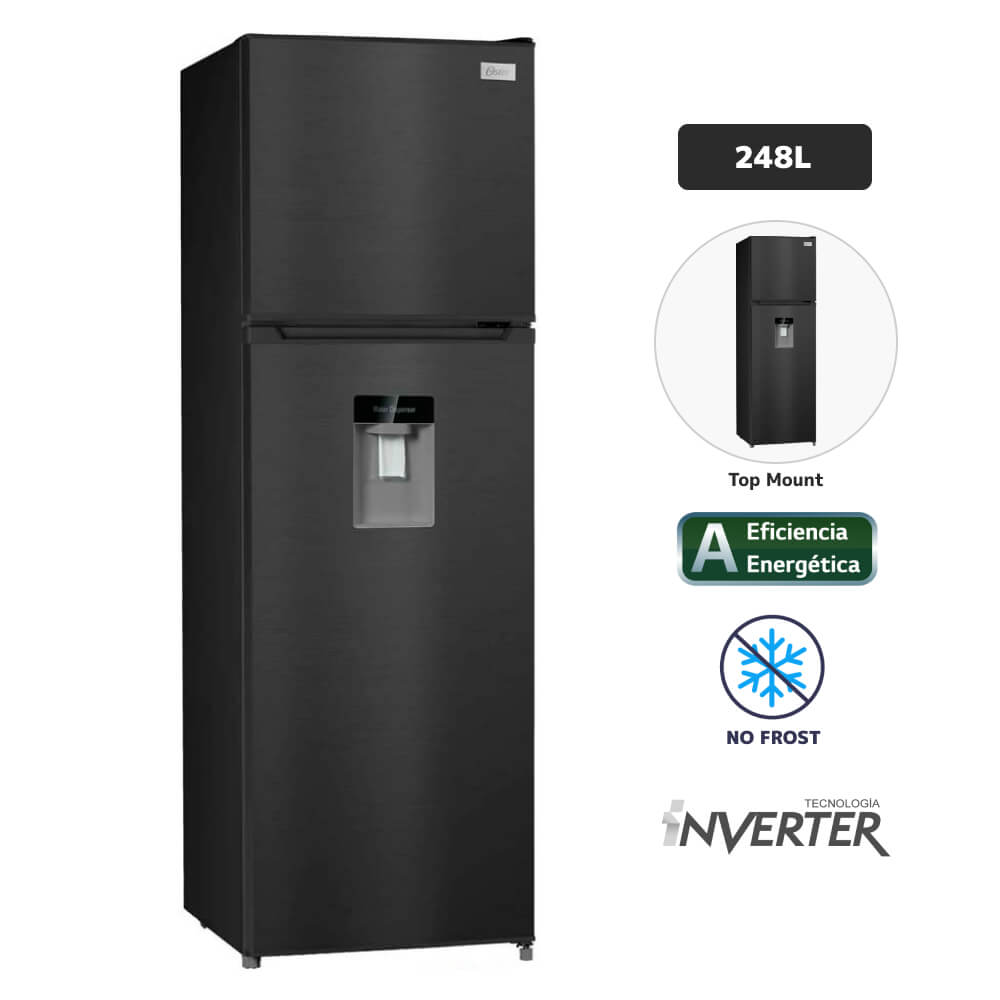 Refrigeradora OSTER 248L No Frost OS-PNFME2900BD Black Inox