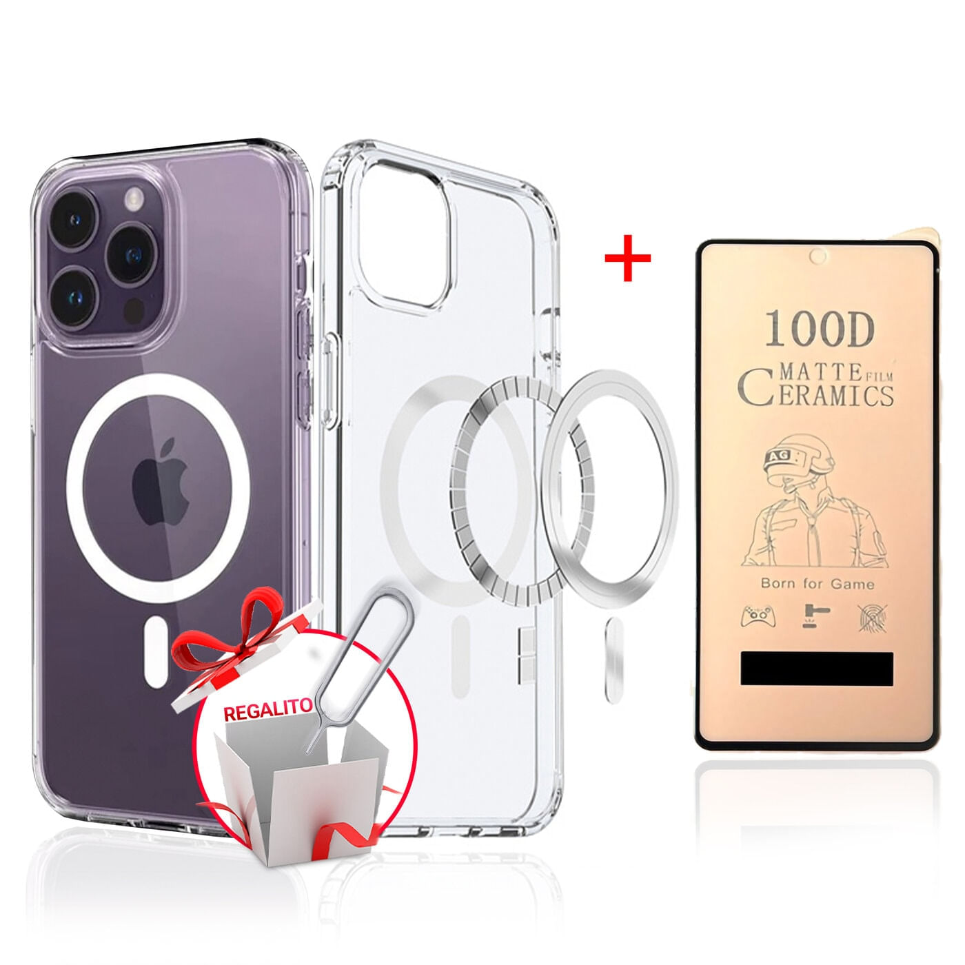 Case Iphone 14 Pro Max con MagSafe y Mica Ceramica y Pin