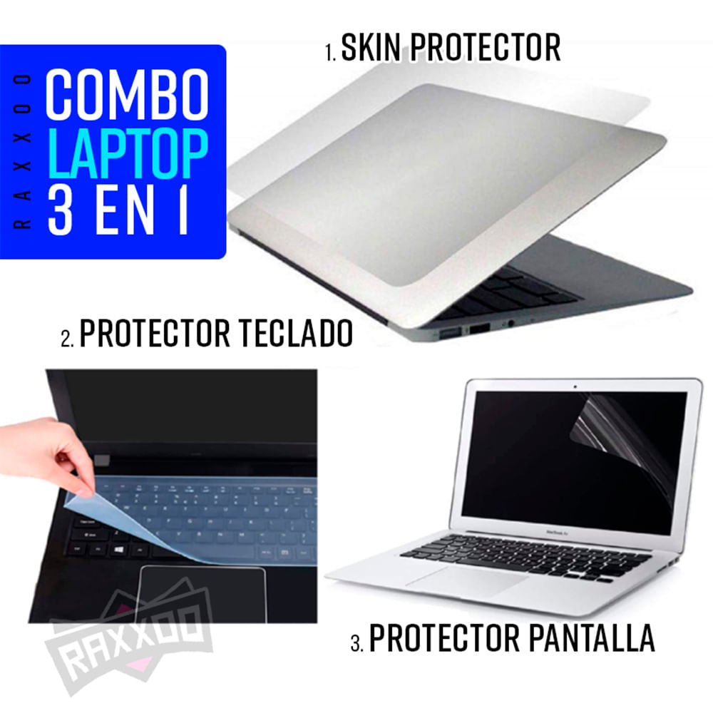 Combo Protector De Pantalla + Teclado + Skin Para Laptop 15.6 3 En 1