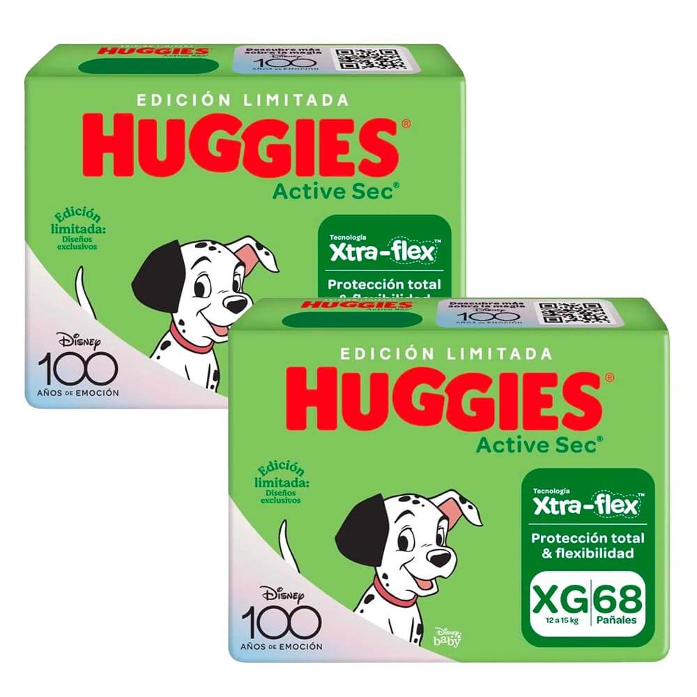 Pack Pañales para Bebé HUGGIES Active Sec Big Pack XG Paquete 68un x2un