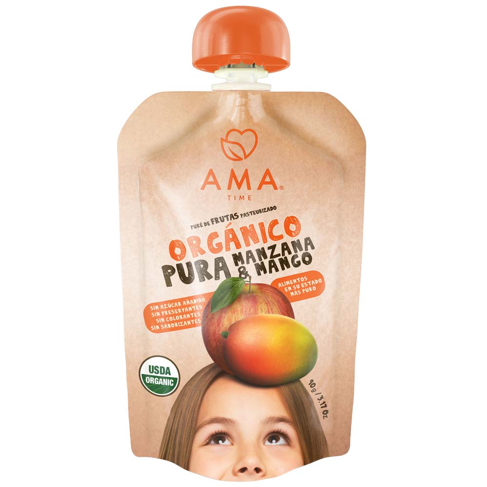Puré de Manzana y Mango Orgánico AMA TIME Doypack 90g