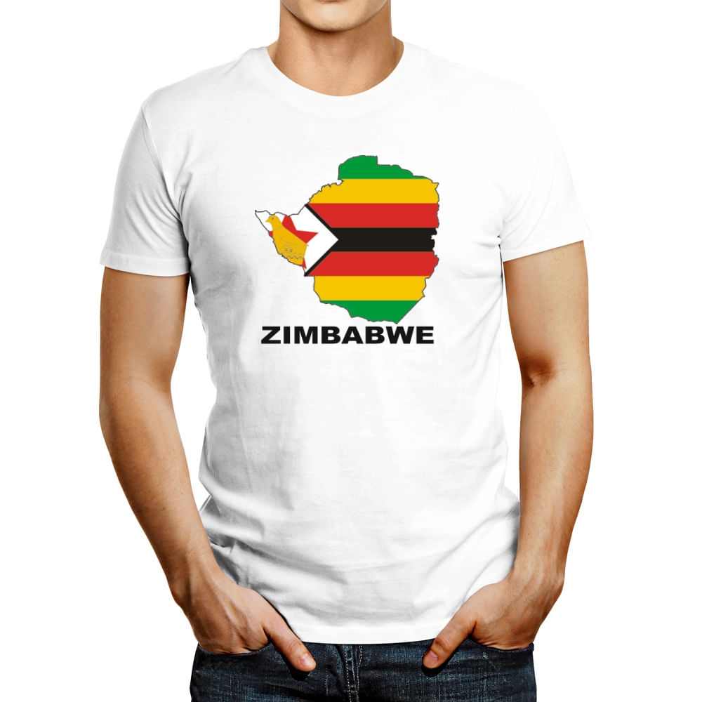 Polo de Hombre Idakoos Zimbabwe Country Map Color