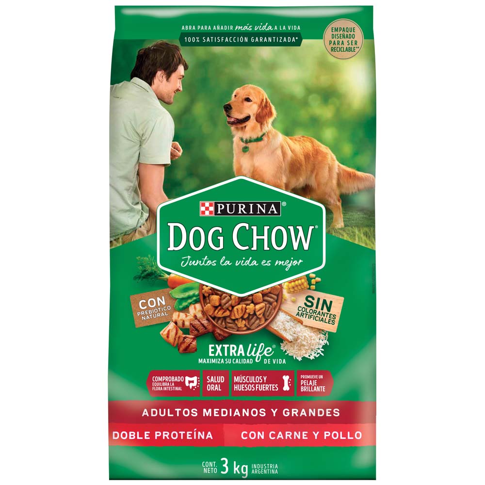 Comida para Perros DOG CHOW Adulto  Mediano Grande Bolsa 3Kg