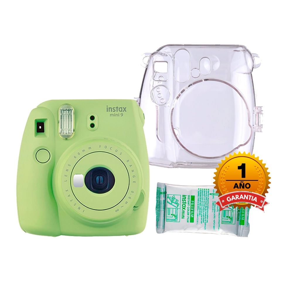 Camara Fujifilm Mini 9 Instax Lime Green+Pelicula x10un+Estuche Trans