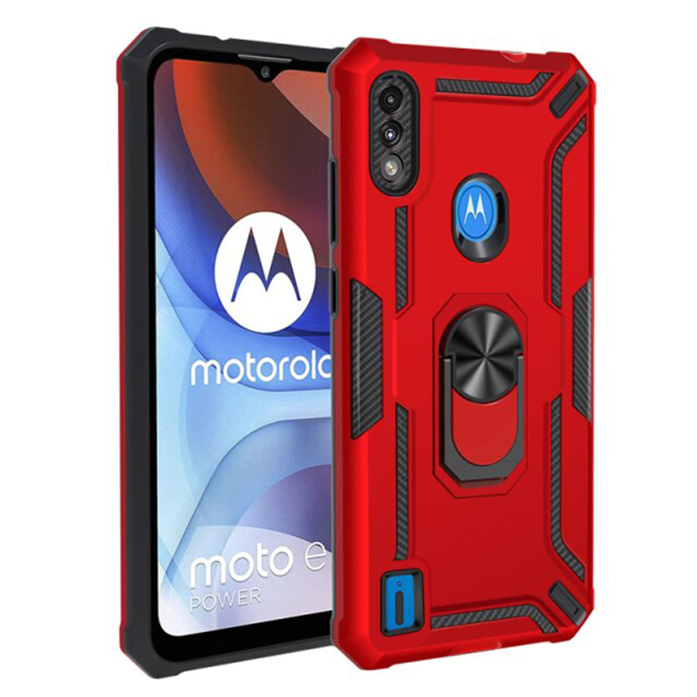 Funda Case Holder de Motorola G6 Play Holder Parante con Anillo Rojo Antishock Resistente a Caídas