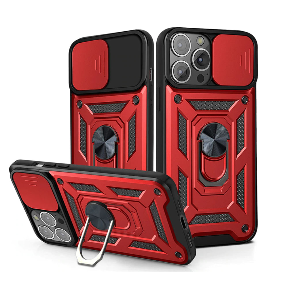 Funda para Xiaomi Redmi 10C con protector de camara Rojo Resistente ante Caídas y Golpes