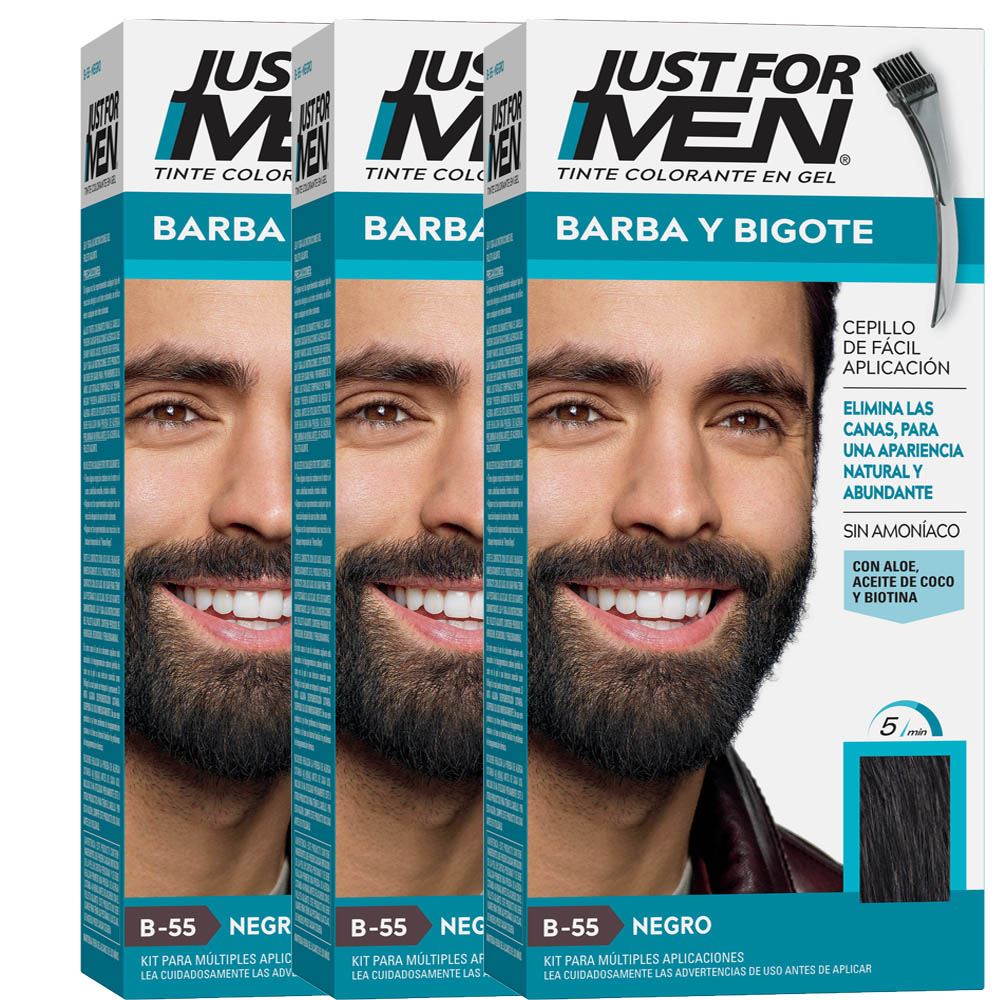 Pack x3 Tinte de Barba y Bigote para Hombre Jfm Color Negro 40g