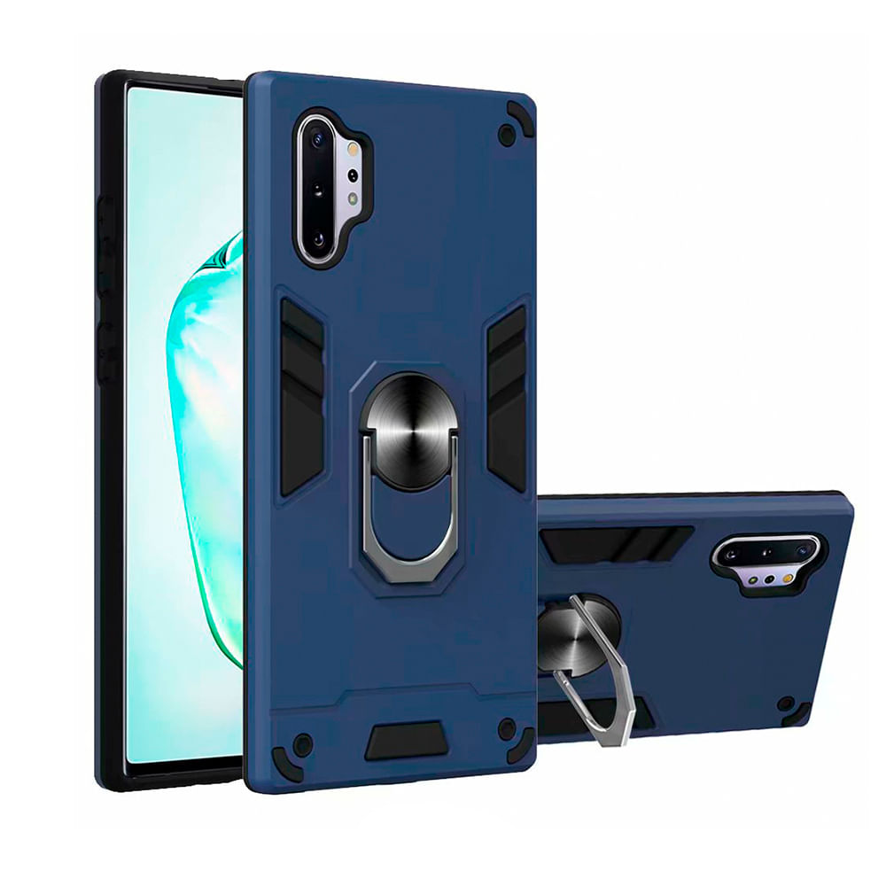 Funda Case para Xiaomi Note 10 5G con Anillo Metalico Antishock Azul Resistente ante Caídas y Golpes