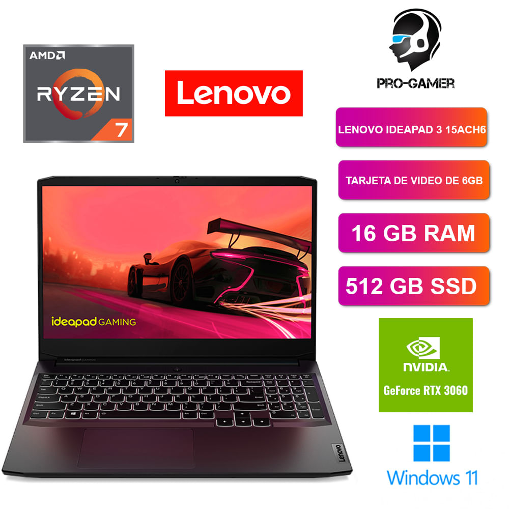 Laptop Gamer Gaming Lenovo Ideapad 3 15ach6 15.6" Fhd Ips Amd Ryzen 7 82K2009WLM Precio Calidad