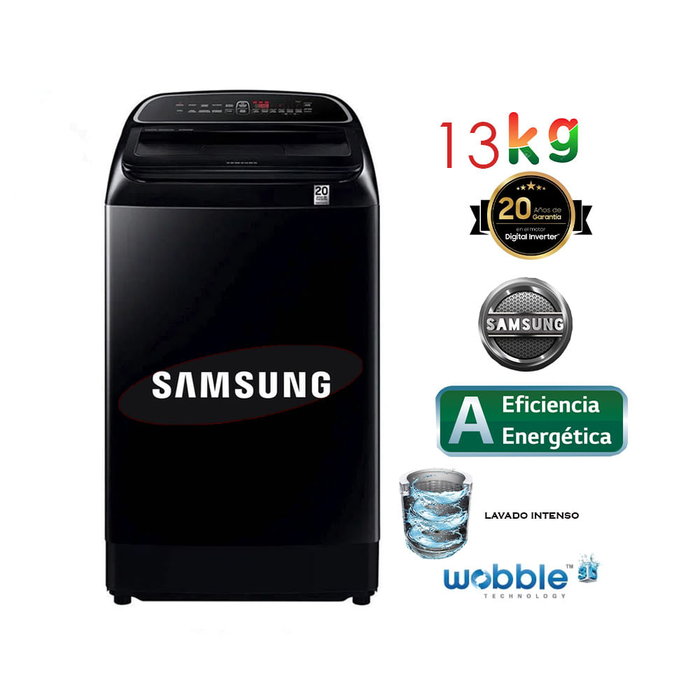 Lavadora Samsung 13 Kg Eco Inverter WA13T5260BV Negro