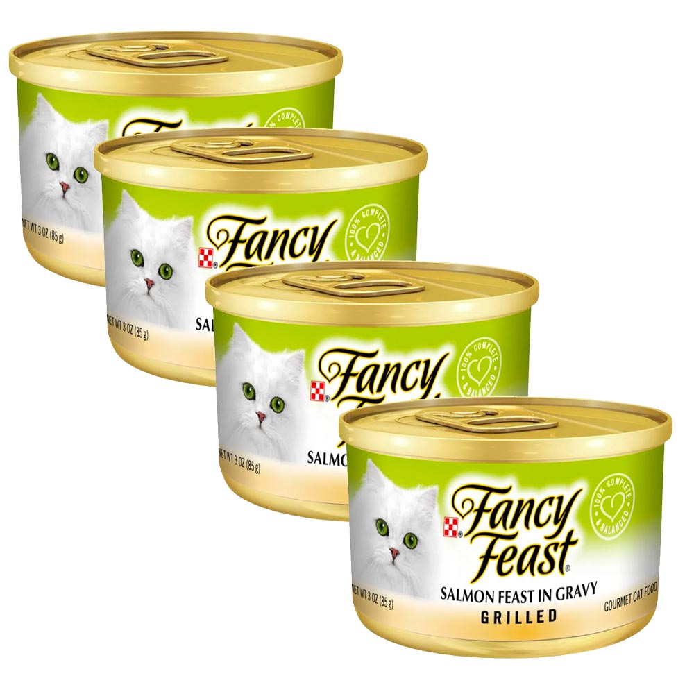 Pack Comida para Gato FANCY FEAST Filetes de Salmón Petits Lata 85g x4un