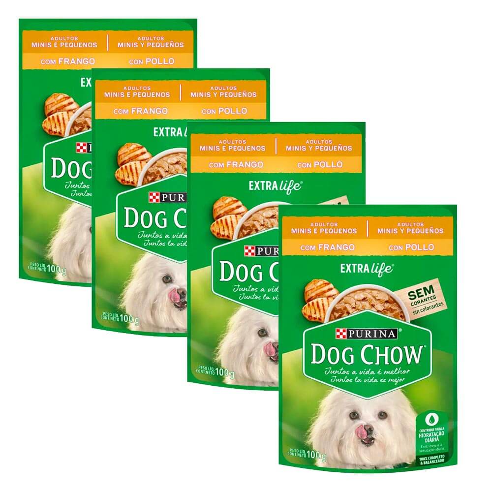 Pack Comida para Perros DOG CHOW Adultos Razas Pequeñas Buffet de Pollo 100g x4un