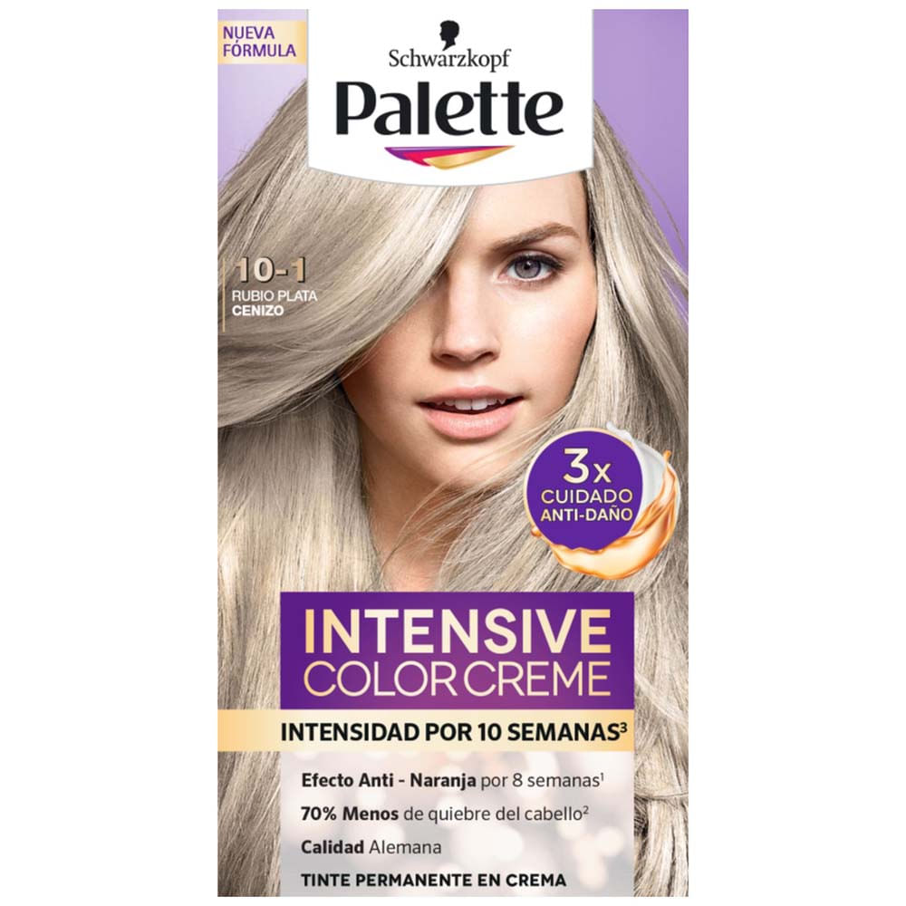 Tinte Capilar PALETTE Color Creme 10-1 Rubio Plata Cenizo Caja 50ml