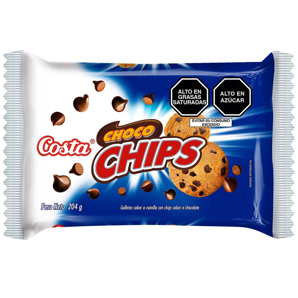 Galletas COSTA con Chips de Chocolate Bolsa 34g Paquete 6un