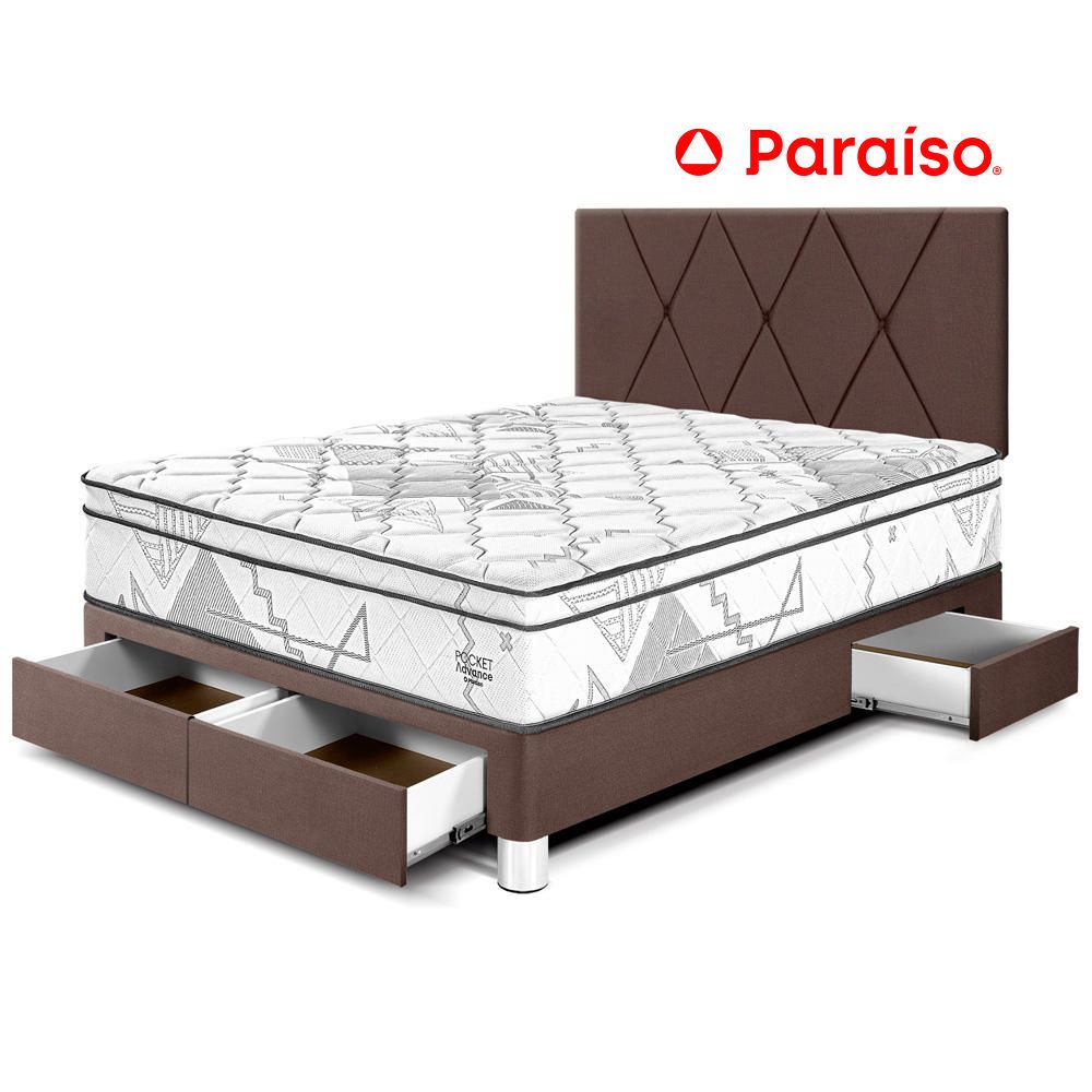 Dormitorio Pocket Advance Con Cajones 2 Plazas Cabecera Loft Chocolate
