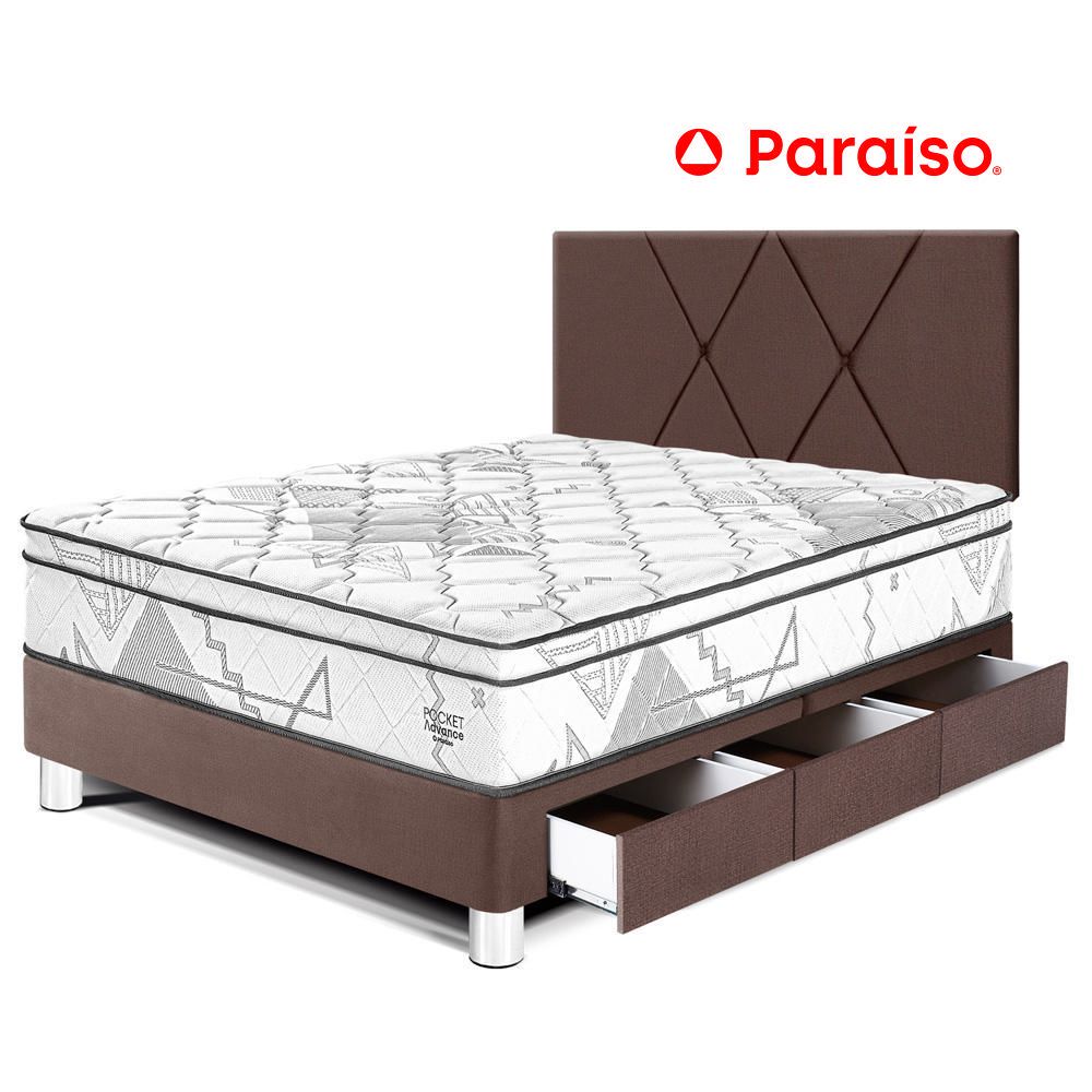 Dormitorio Pocket Advance Con Cajones1.5 Plazas Cabecera Loft Chocolate