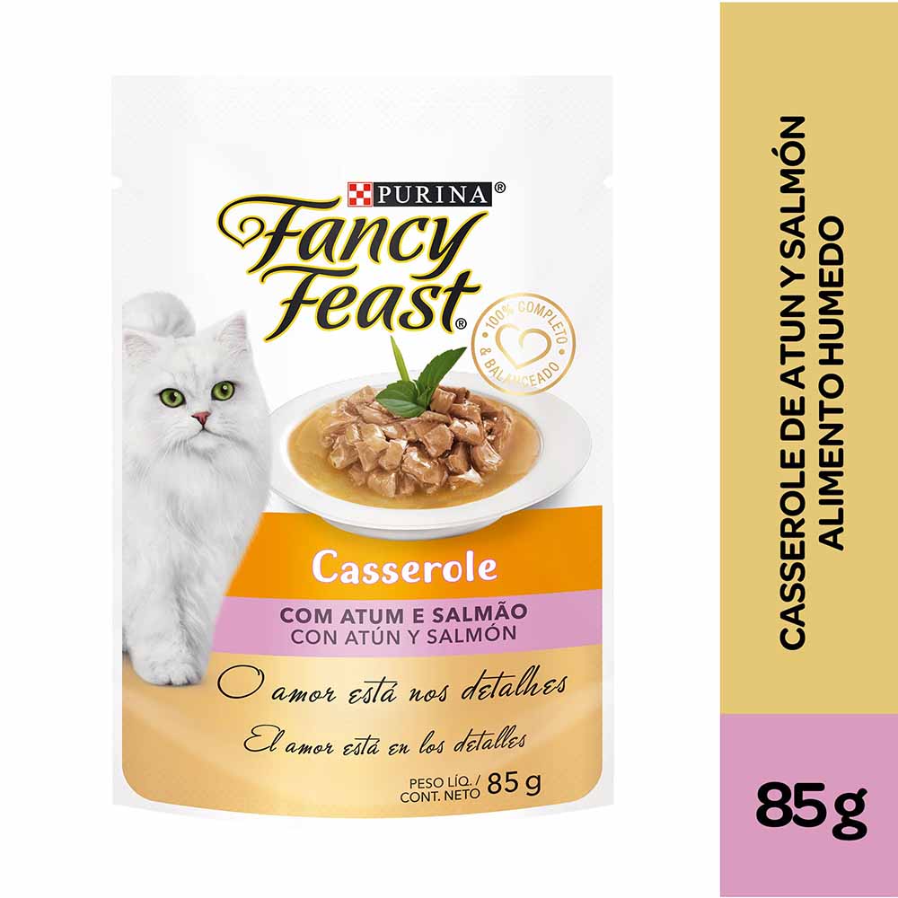 Alimento Húmero para Gatos FANCY FEAST Casserole Sabor Atún y Salmón en Lata de 85gr