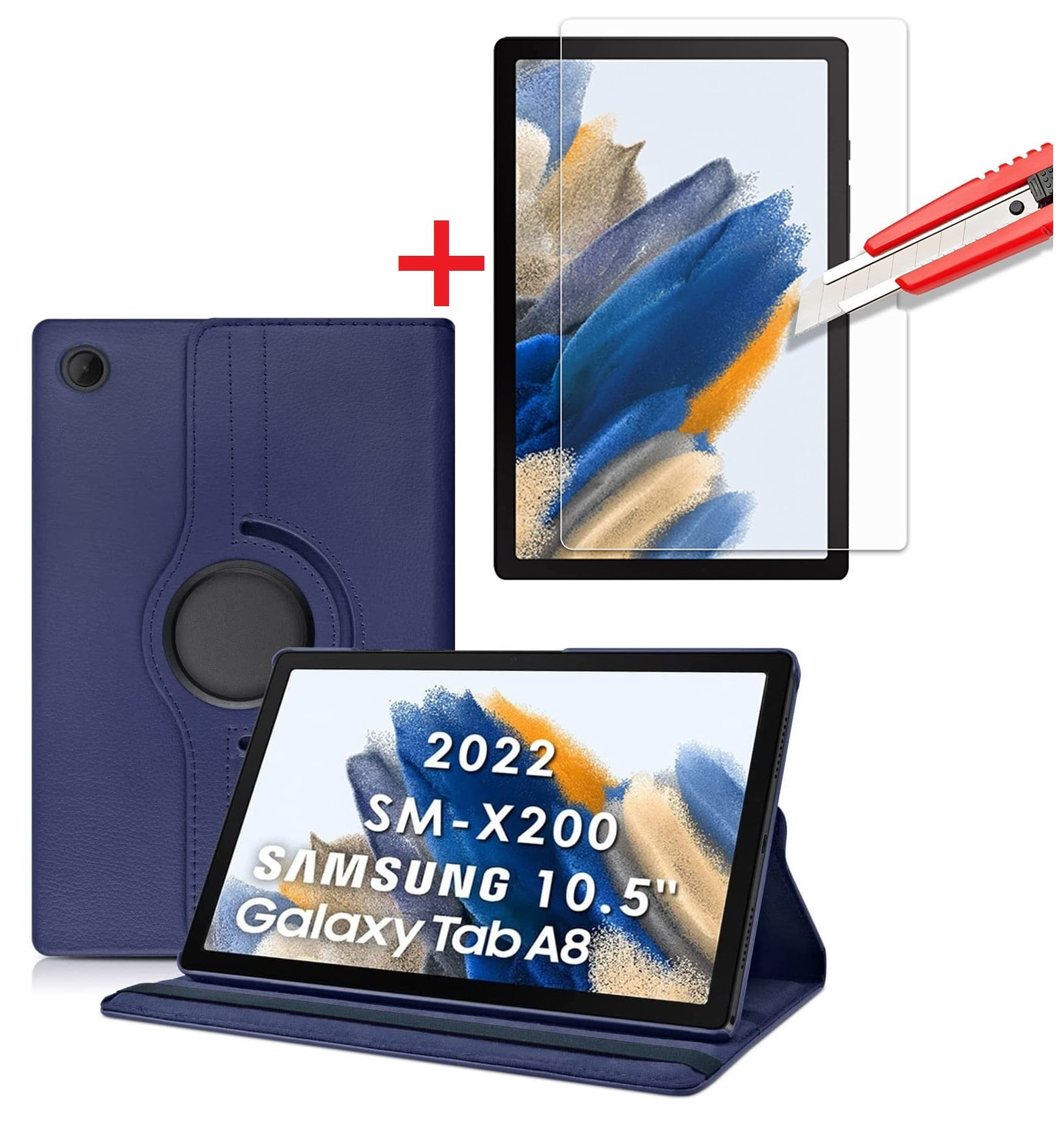 Funda Case Giratoria + Mica de Vidrio para Samsung Galaxy Tab A8 10.5" SM-X200