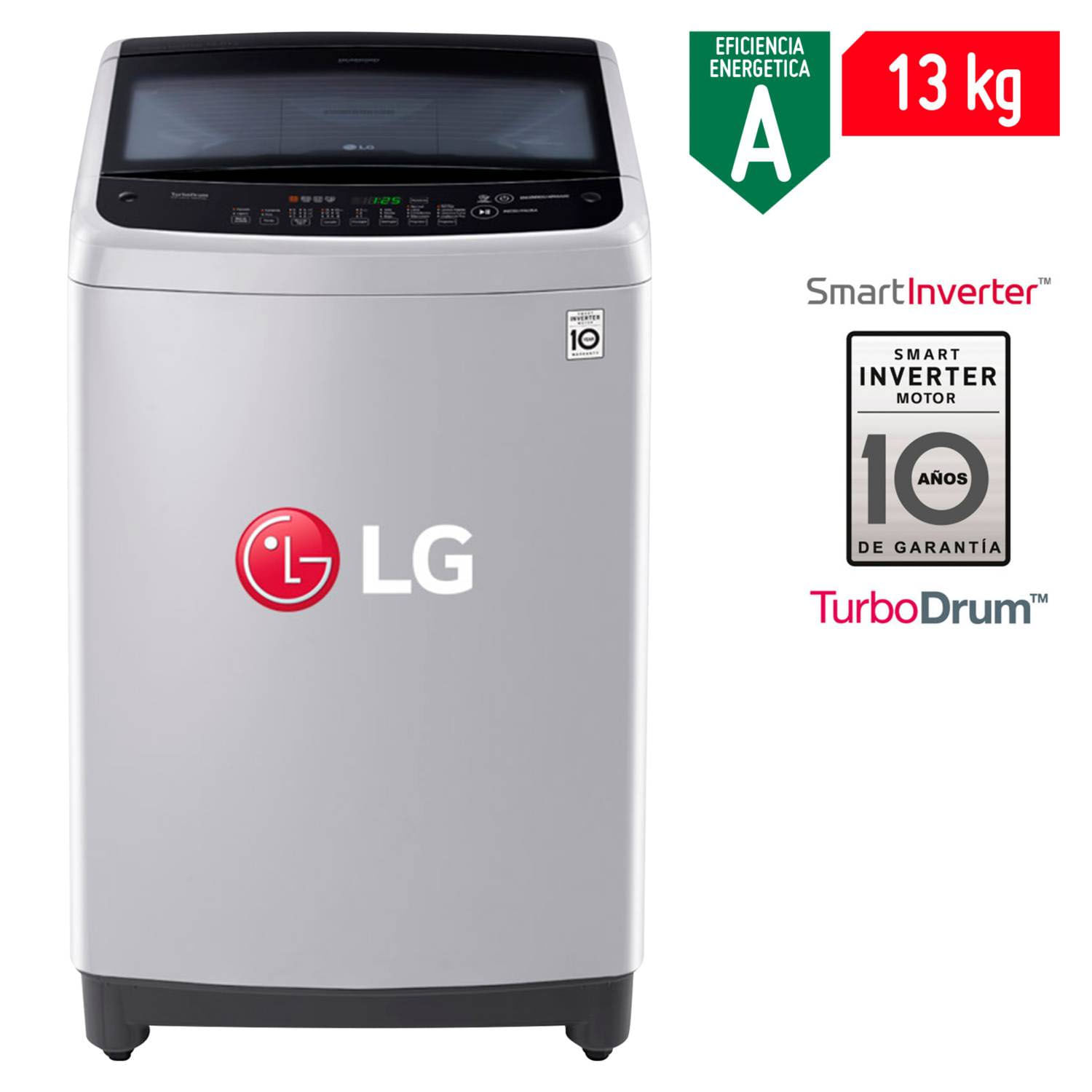 Lavadora 13 Kg LG Carga superior Smart Inverter con TurboDrum TS1366NTP Gris