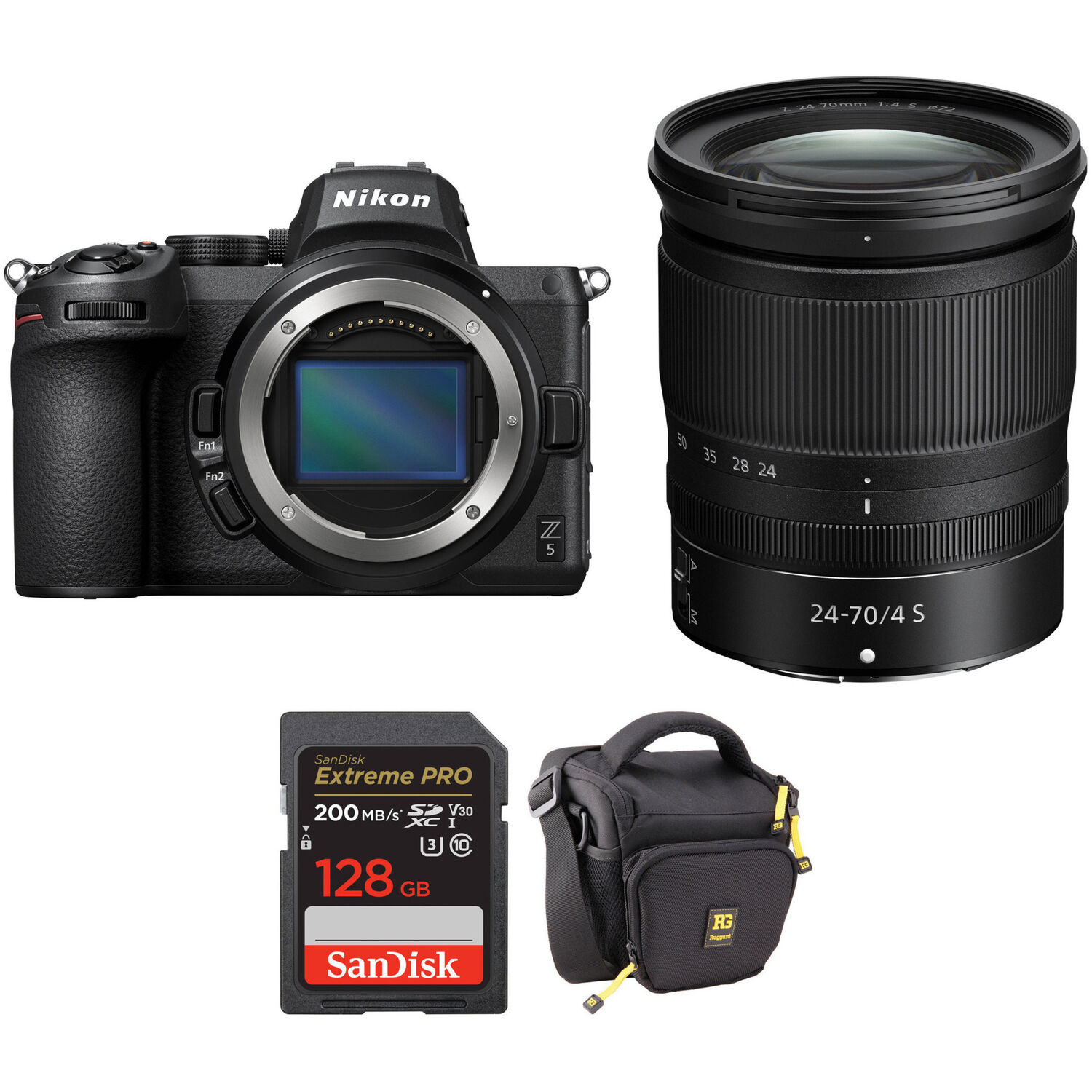 Cámara Mirrorless Nikon Z5 con Lente 24 70Mm F 4 y Kit de Accesorios
