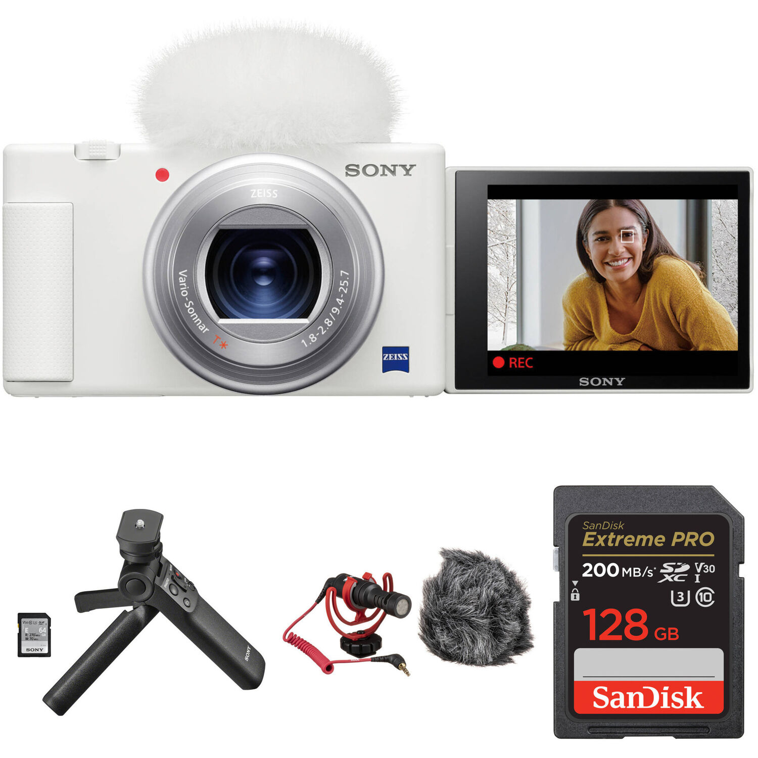 Cámara Digital Sony Zv 1 para Vlogging y Videos Online Kit Blanco