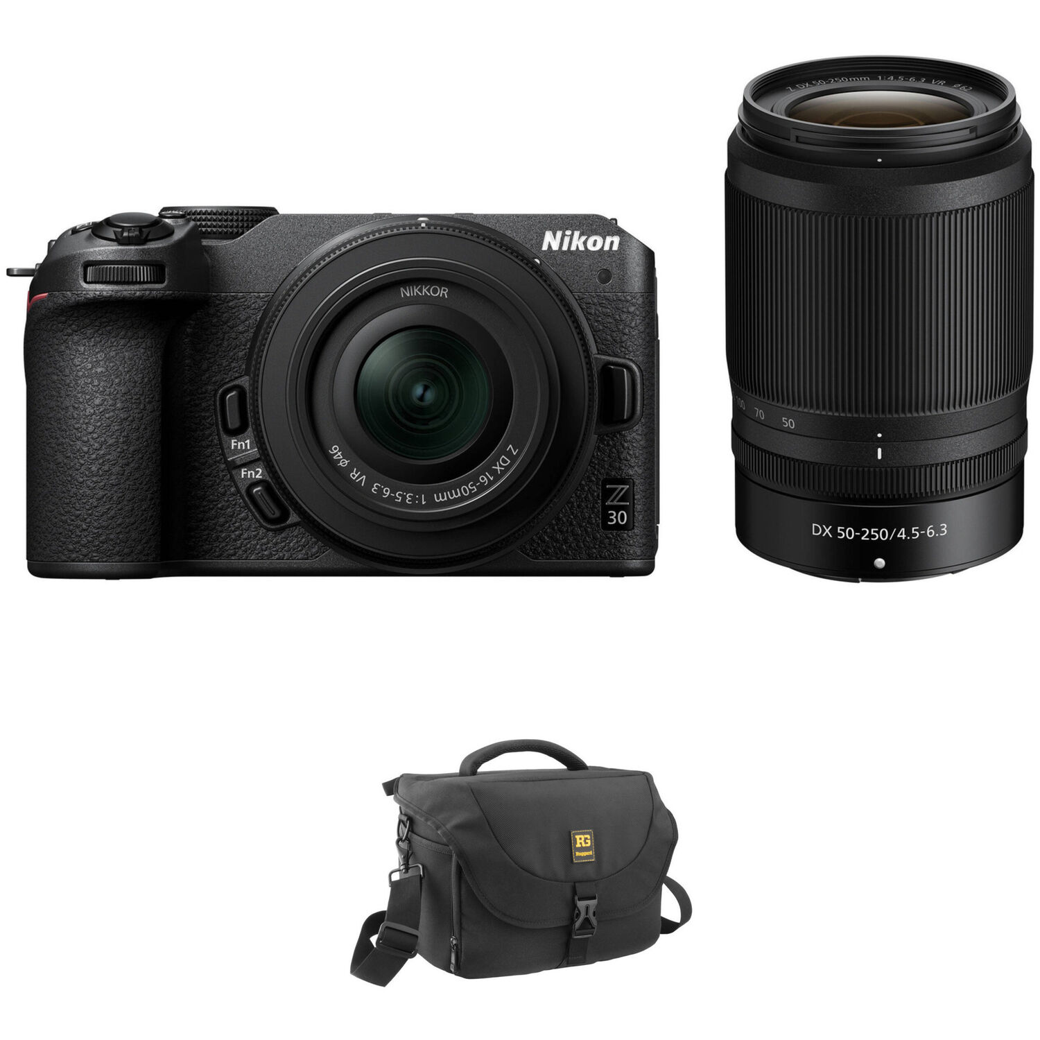 Cámara sin Espejo Nikon Z30 con Lentes 16 50Mm y 50 250Mm y Kit de Bolsa