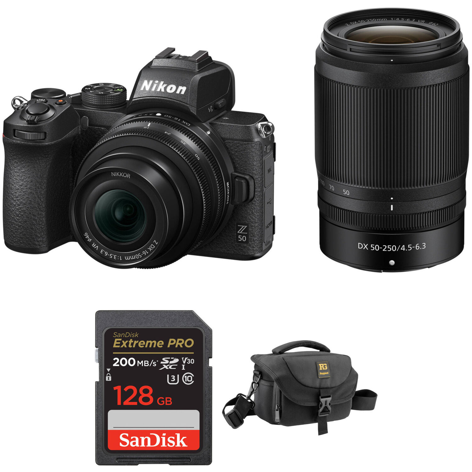 Cámara Mirrorless Nikon Z50 con Lentes 16 50Mm y 50 250Mm y Kit de Accesorios