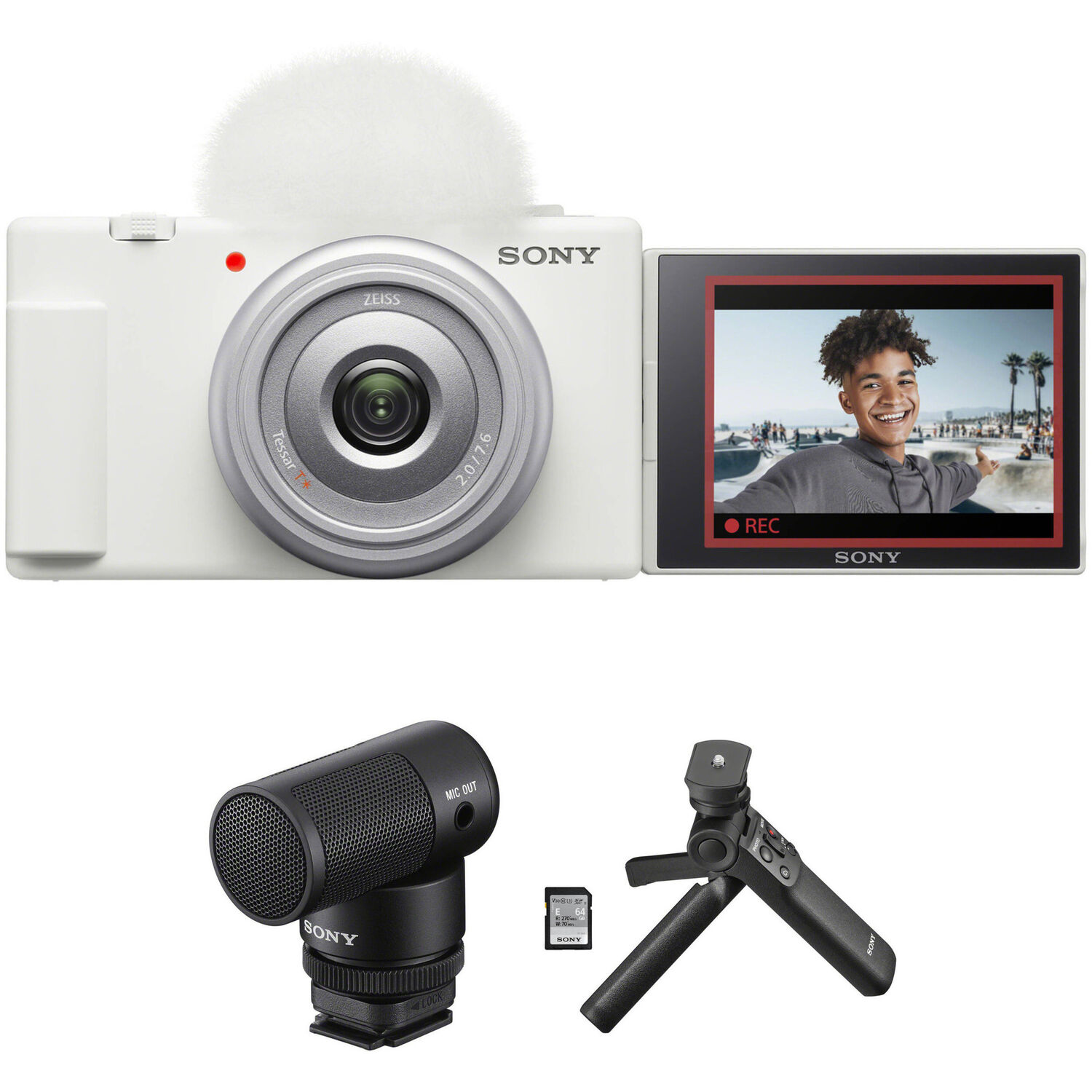 Cámara de Vlogging Sony Zv 1F con Kit de Accesorios para Vloggers Blanco