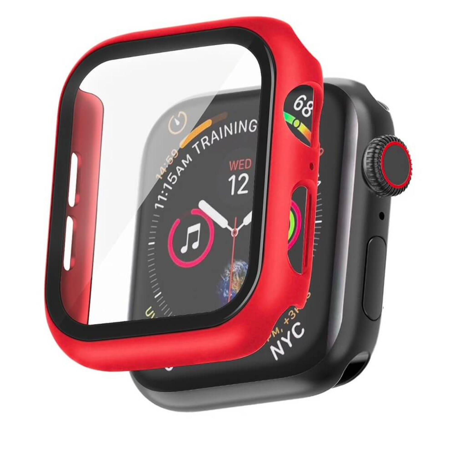 Case 360 Glass Para Apple Watch 45mm Rojo
