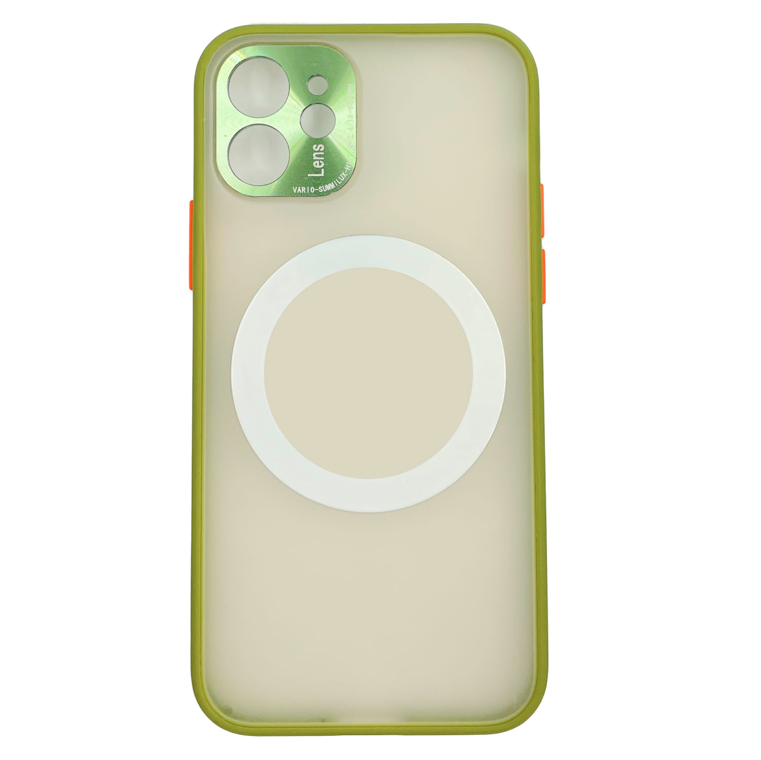 Clear Color Case Magsafe Con Protector De Camara Verde Militar - Iphone 12